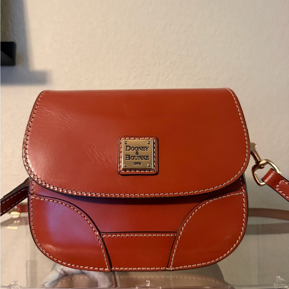 Dooney & Bourke Cognac Leather Saddle Crossbody Bag